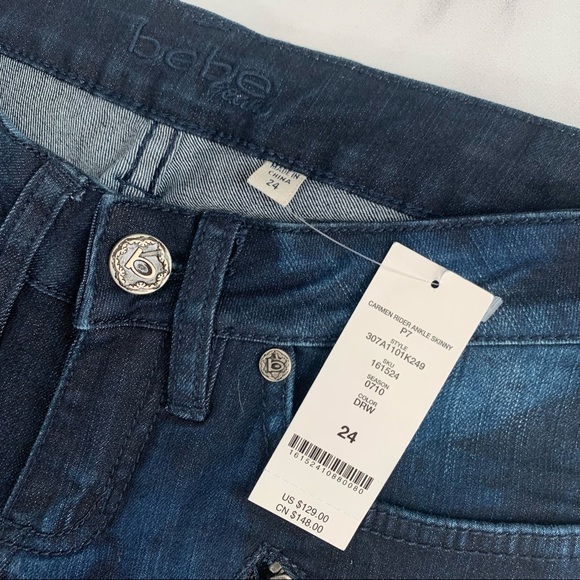 Bebe Low Rise Carmen Rider Ankle Skinny Jeans - Picture 9 of 10
